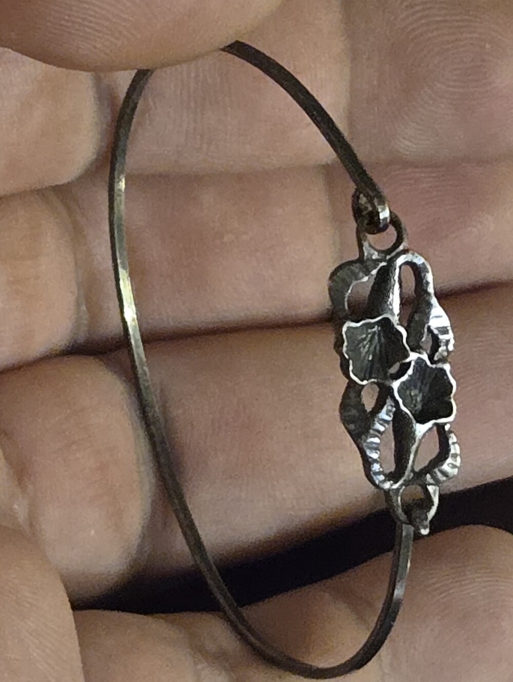 Vintage Sterling Silver Floral Bangle Bracelet - Women's Jewelry
